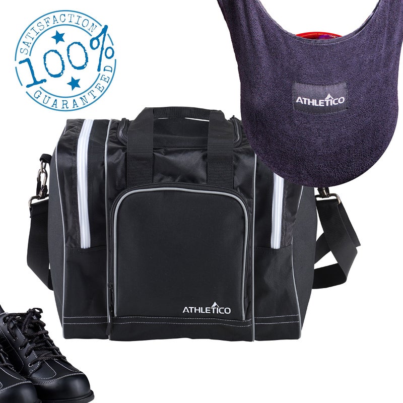 Athletico Bowling Bag & Seesaw Polisher Bundle - Single Ball Tote Bag With Padded Ball Holder - Fits a Single Pair of Bowling Shoes Up to Mens Size 14 (Black) - Image 5